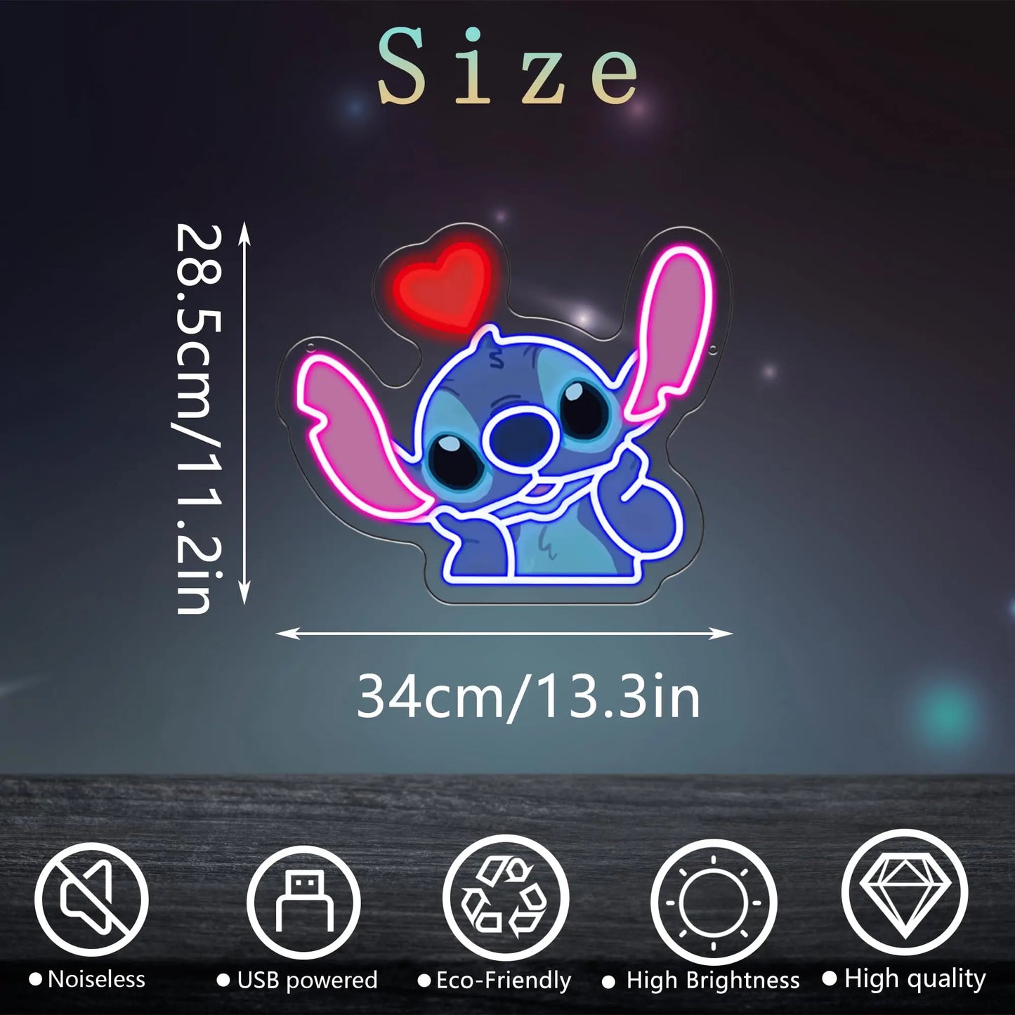 Stitch LED Neon Wall Light – Kids Room Cartoon Decor Gift